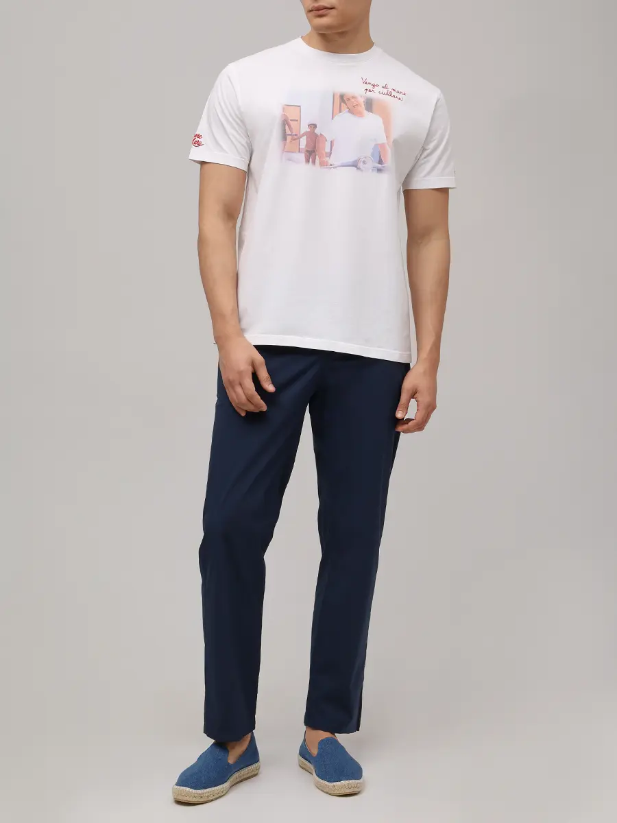 Футболка хлопковая MC2 SAINT BARTH TSHIRT MAN - SAPORE SCOOTER 01N EMB Белый  Фото 2