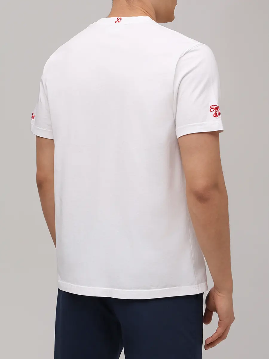 Футболка хлопковая MC2 SAINT BARTH TSHIRT MAN - SAPORE SCOOTER 01N EMB Белый  Фото 3