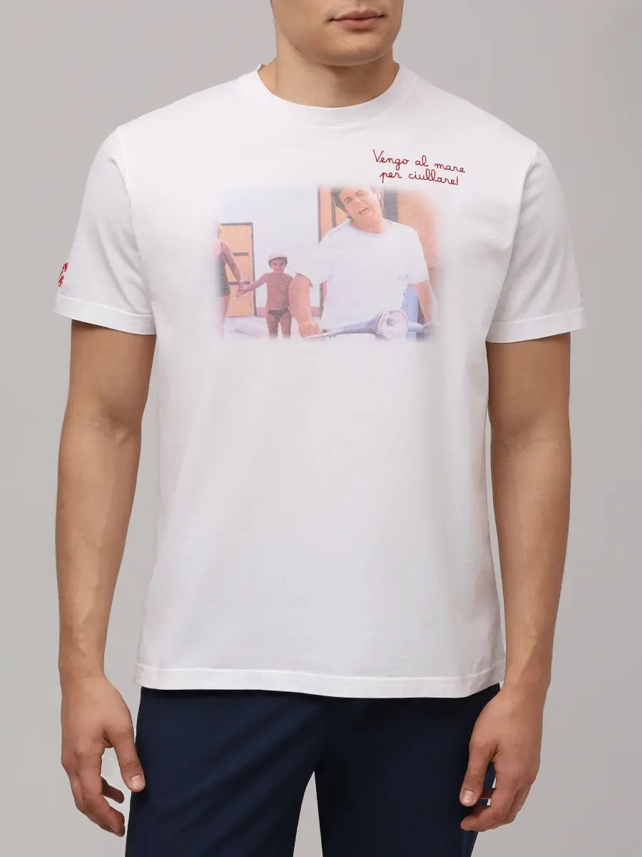 Футболка хлопковая MC2 SAINT BARTH TSHIRT MAN - SAPORE SCOOTER 01N EMB Белый  Фото 4