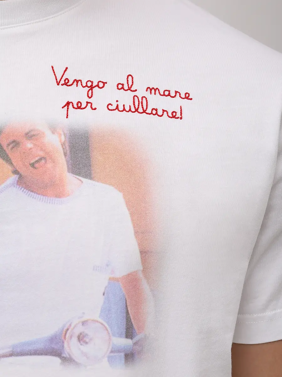 Футболка хлопковая MC2 SAINT BARTH TSHIRT MAN - SAPORE SCOOTER 01N EMB Белый  Фото 5