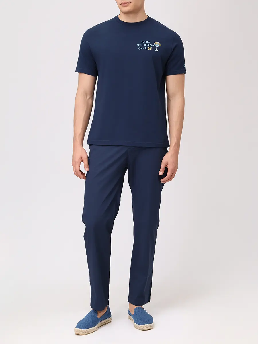 Футболка хлопковая MC2 SAINT BARTH PORTOFINO - DONDOLO GIN 61 EMB Синий  Фото 2