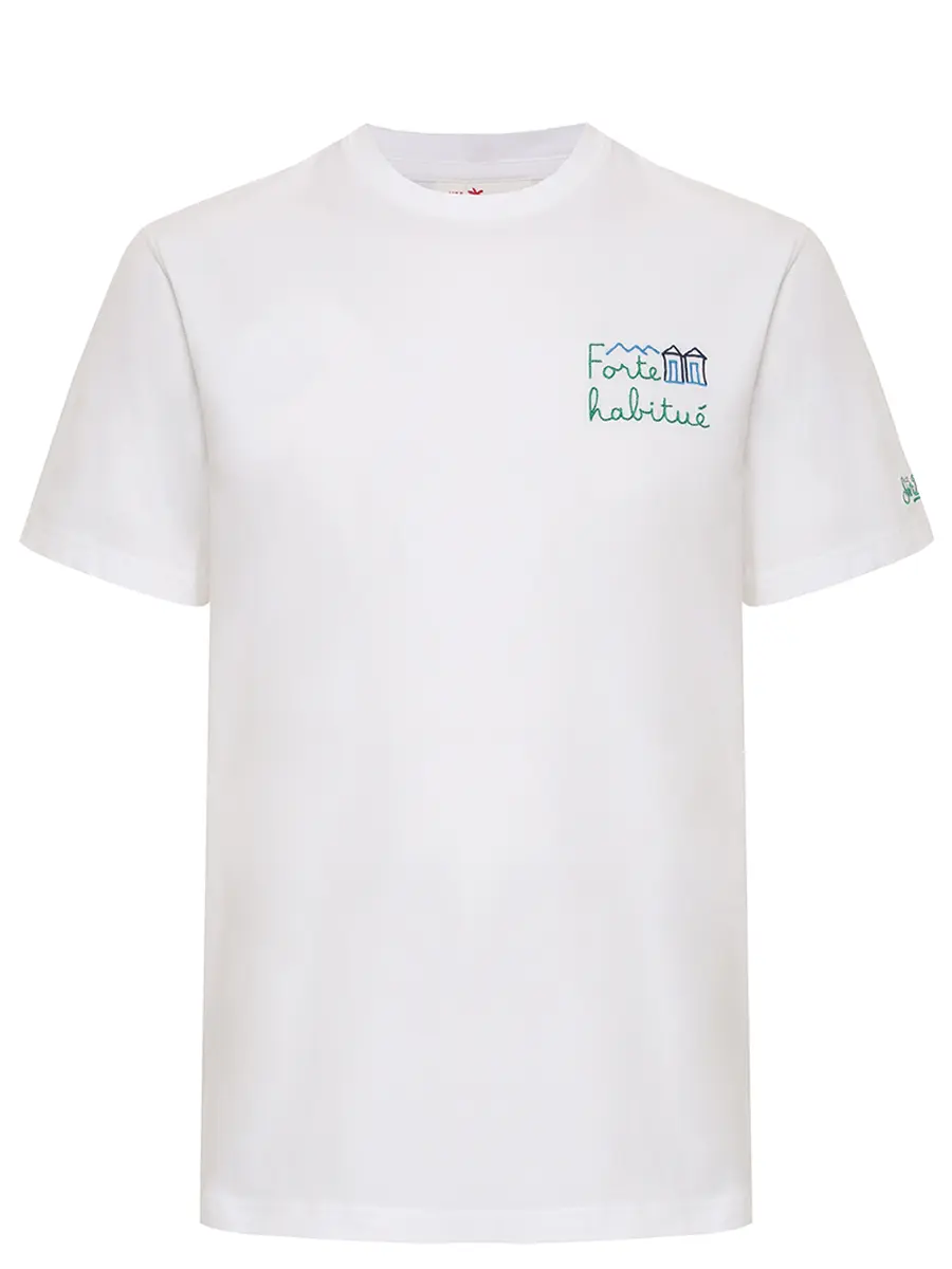 Футболка хлопковая MC2 SAINT BARTH PORTOFINO - FORTE HABITUE 01N EMB Белый 