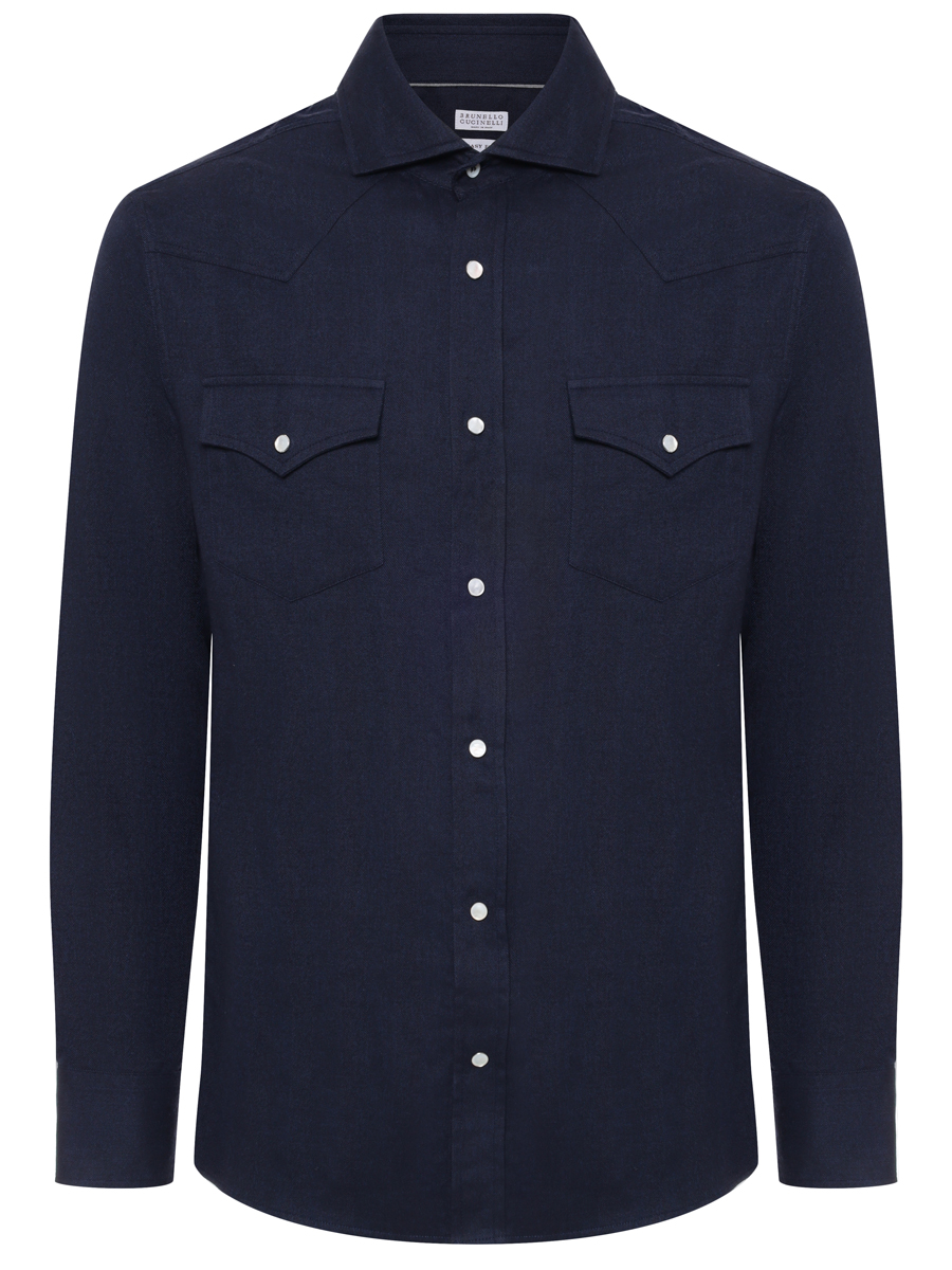 Рубашка Regular Fit из хлопка и лиоцелла BRUNELLO CUCINELLI