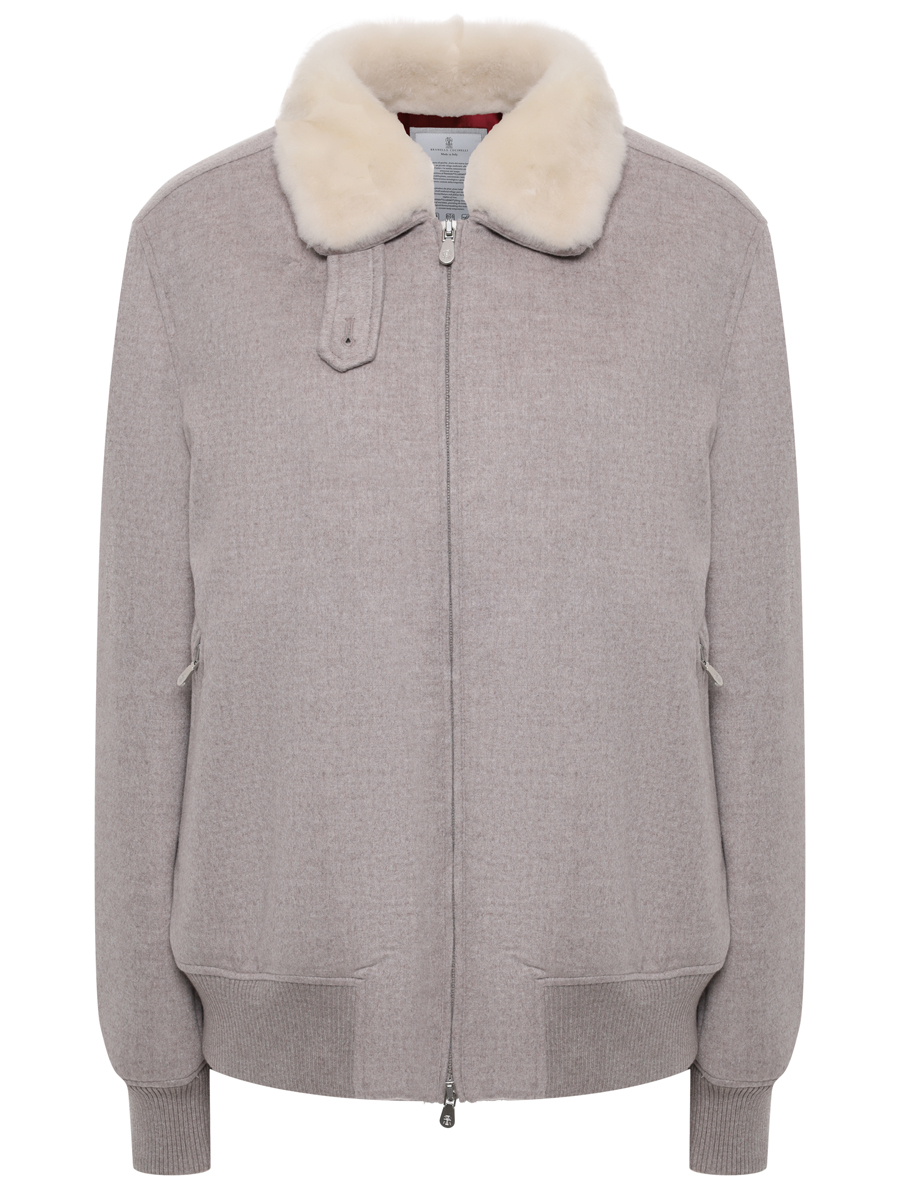 Бомбер кашемировый BRUNELLO CUCINELLI MM4006889 CBR04 Бежевый 