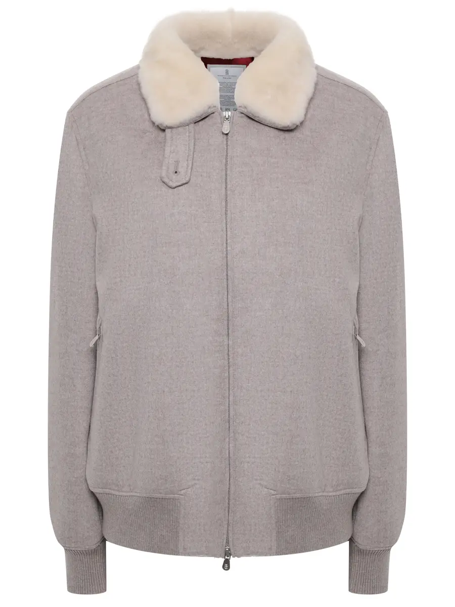 Бомбер кашемировый BRUNELLO CUCINELLI MM4006889 CBR04 Бежевый 