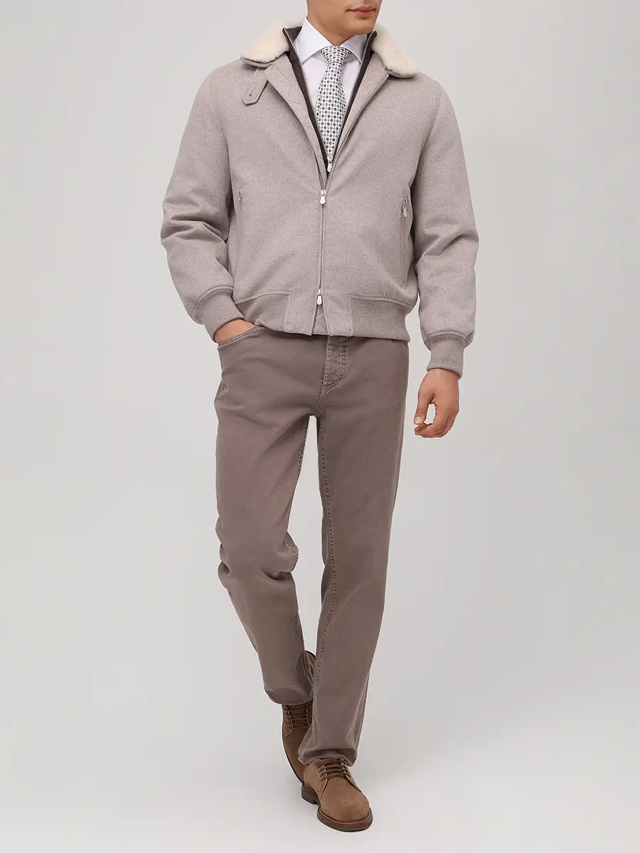 Бомбер кашемировый BRUNELLO CUCINELLI MM4006889 CBR04 Бежевый  Фото 2