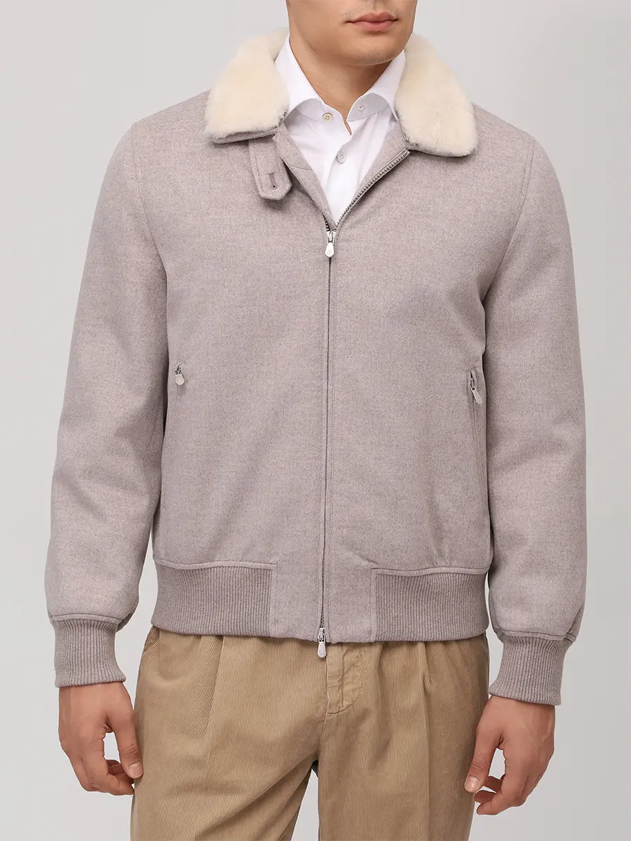 Бомбер кашемировый BRUNELLO CUCINELLI MM4006889 CBR04 Бежевый  Фото 4