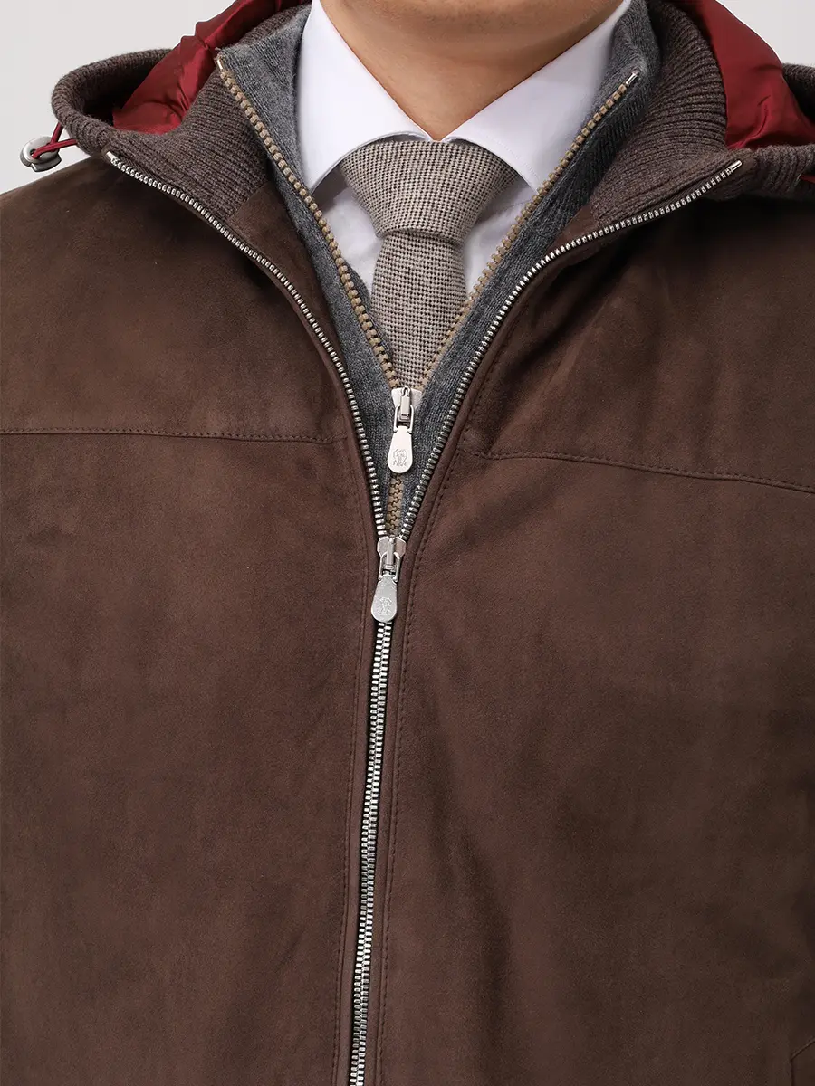 Куртка комбинированная BRUNELLO CUCINELLI MPCLF2053 CYU72 Коричневый  Фото 5