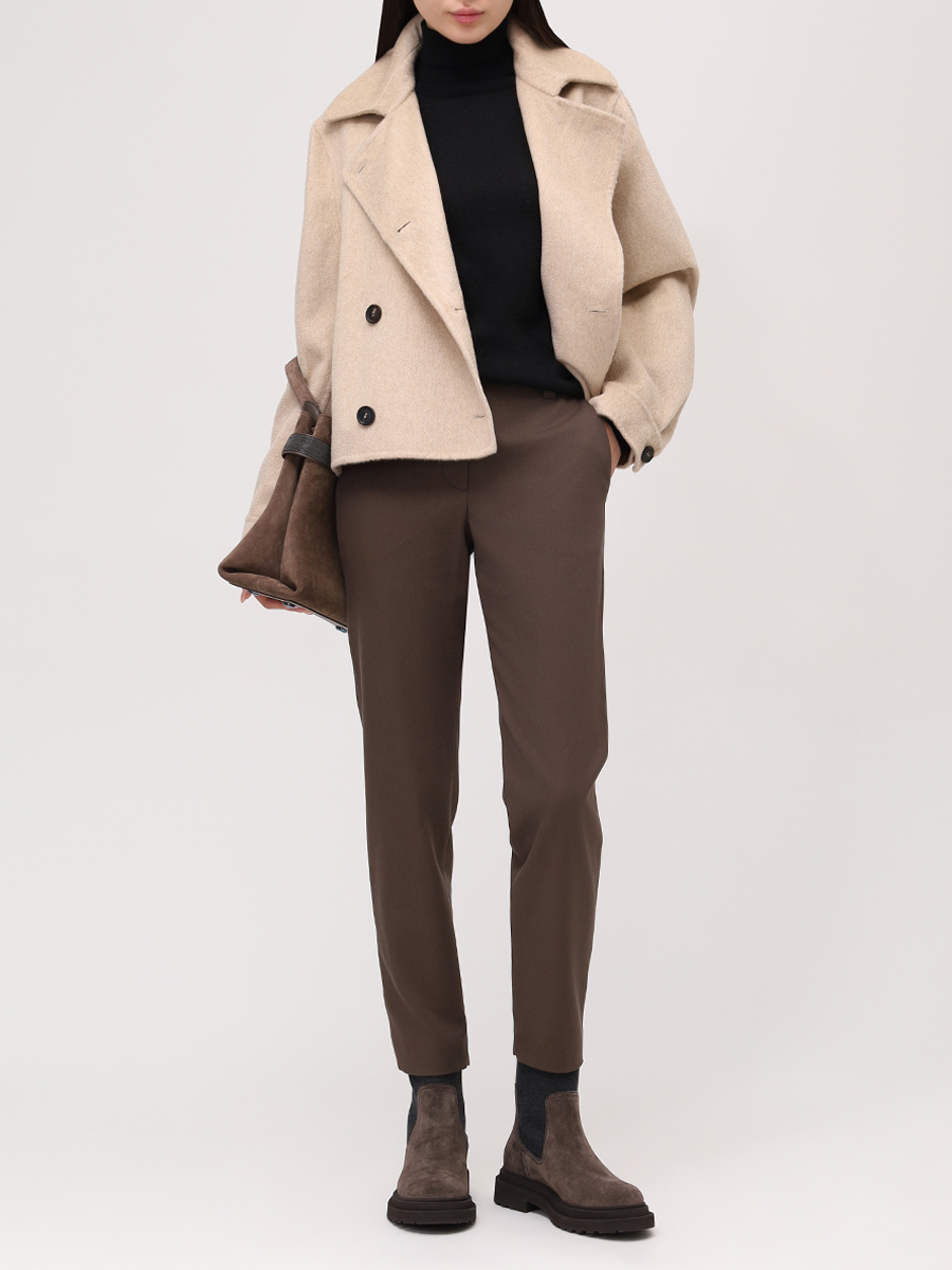 Брюки хлопковые BRUNELLO CUCINELLI MP126P7258 C4222 Коричневый  Фото 2