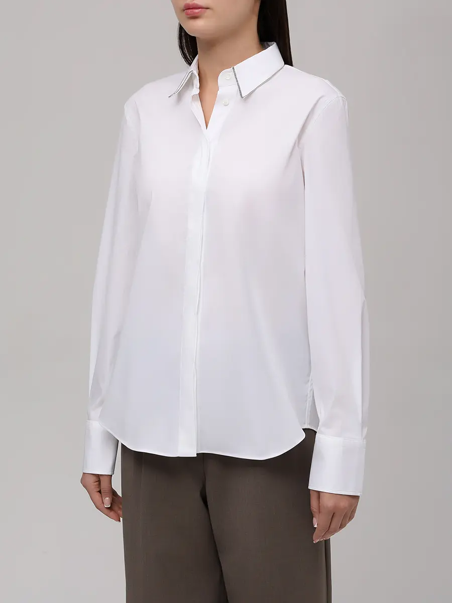 Рубашка хлопковая BRUNELLO CUCINELLI MP091MA606 C159 Белый  Фото 4