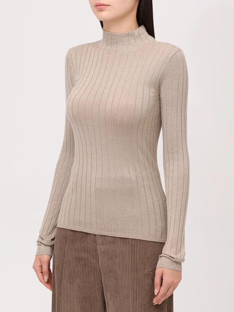 Водолазка из кашемира и шелка BRUNELLO CUCINELLI M41862204P C077 Бежевый  Фото 4