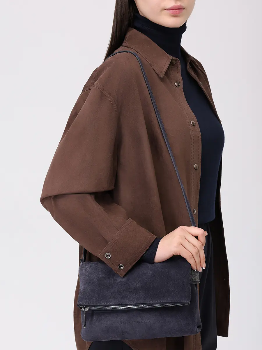 Сумка замшевая BRUNELLO CUCINELLI MBDLD2747P C8901 Темно- Синий  Фото 2