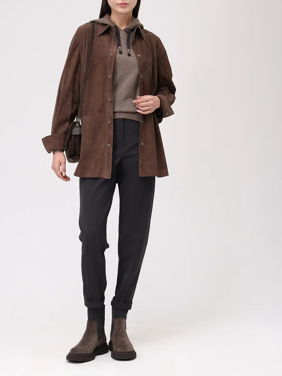 Худи из кашемира и шелка BRUNELLO CUCINELLI M41845909P C4241 Коричневый  Фото 2