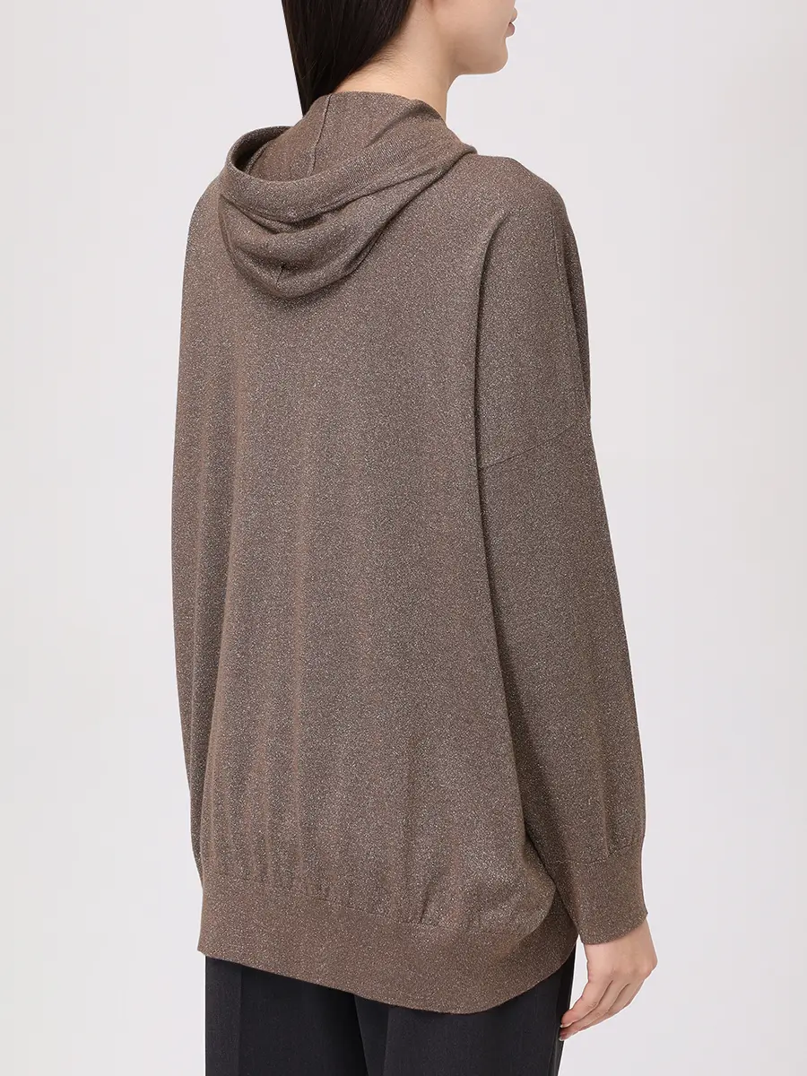 Худи из кашемира и шелка BRUNELLO CUCINELLI M41845909P C4241 Коричневый  Фото 3