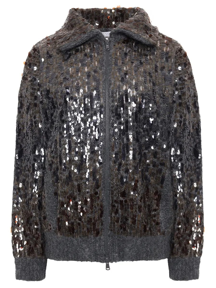 Кардиган с пайетками BRUNELLO CUCINELLI M1U375916P C9144 Серый 