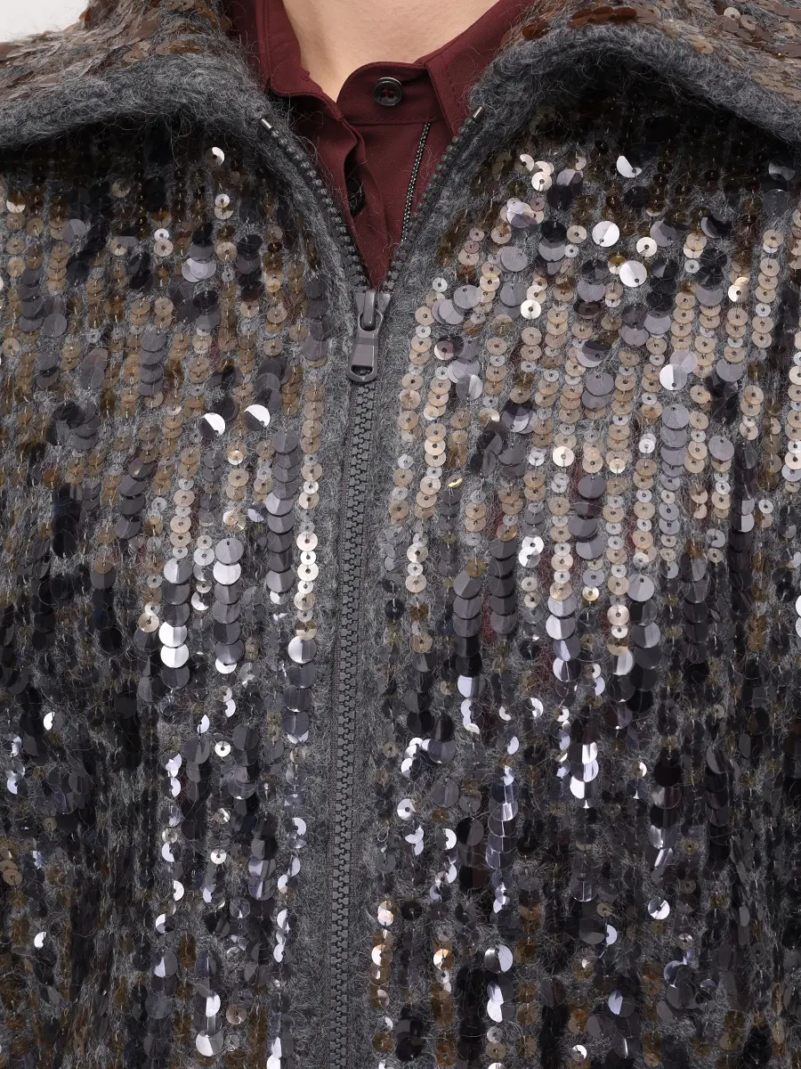 Кардиган с пайетками BRUNELLO CUCINELLI M1U375916P C9144 Серый  Фото 5