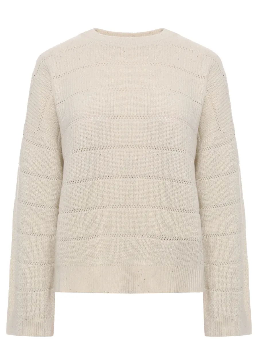 Джемпер из кашемира и шерсти BRUNELLO CUCINELLI MBM738200P C509 Молочный 