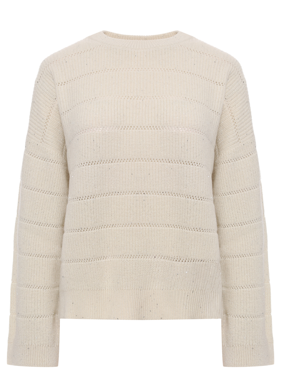 Джемпер из кашемира и шерсти BRUNELLO CUCINELLI MBM738200P C509 Молочный 