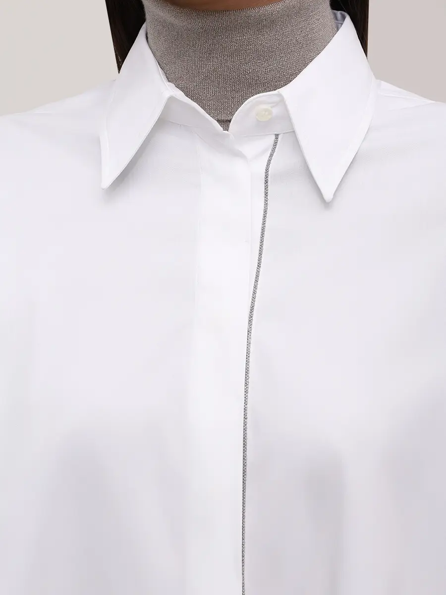 Рубашка хлопковая BRUNELLO CUCINELLI MP091MA636 C159 Белый  Фото 5