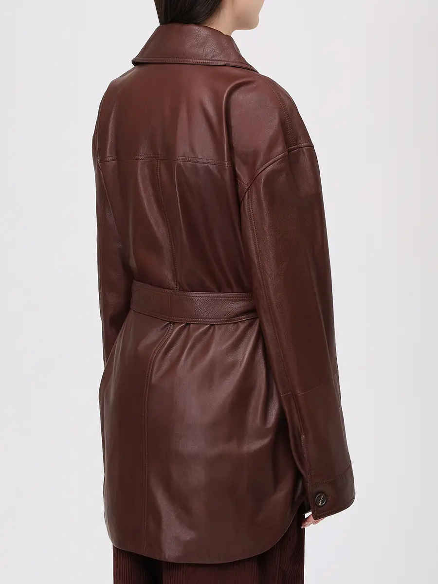 Куртка кожаная BRUNELLO CUCINELLI MPMUL7453P C4193 Бордовый  Фото 3