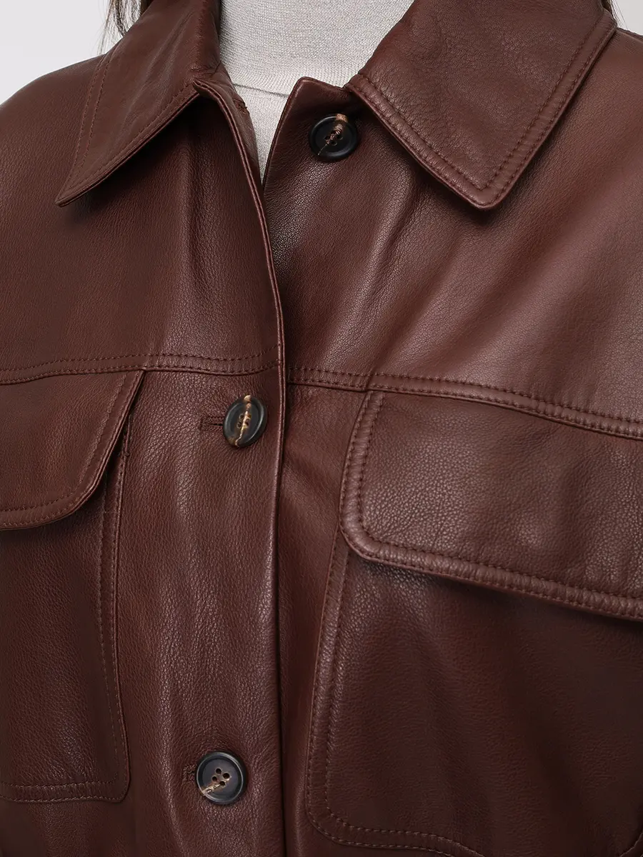 Куртка кожаная BRUNELLO CUCINELLI MPMUL7453P C4193 Бордовый  Фото 5