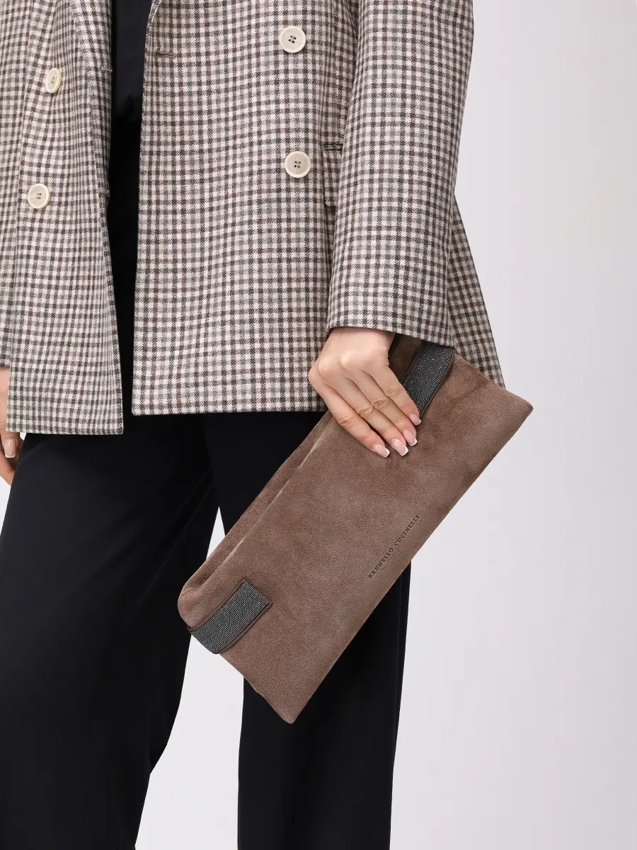 Клатч замшевый BRUNELLO CUCINELLI MBDLD2747P C8769 Коричневый  Фото 2