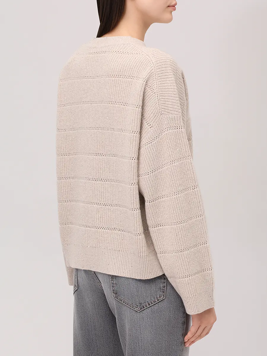 Джемпер из кашемира и шерсти BRUNELLO CUCINELLI MBM738200P C505 Бежевый  Фото 3