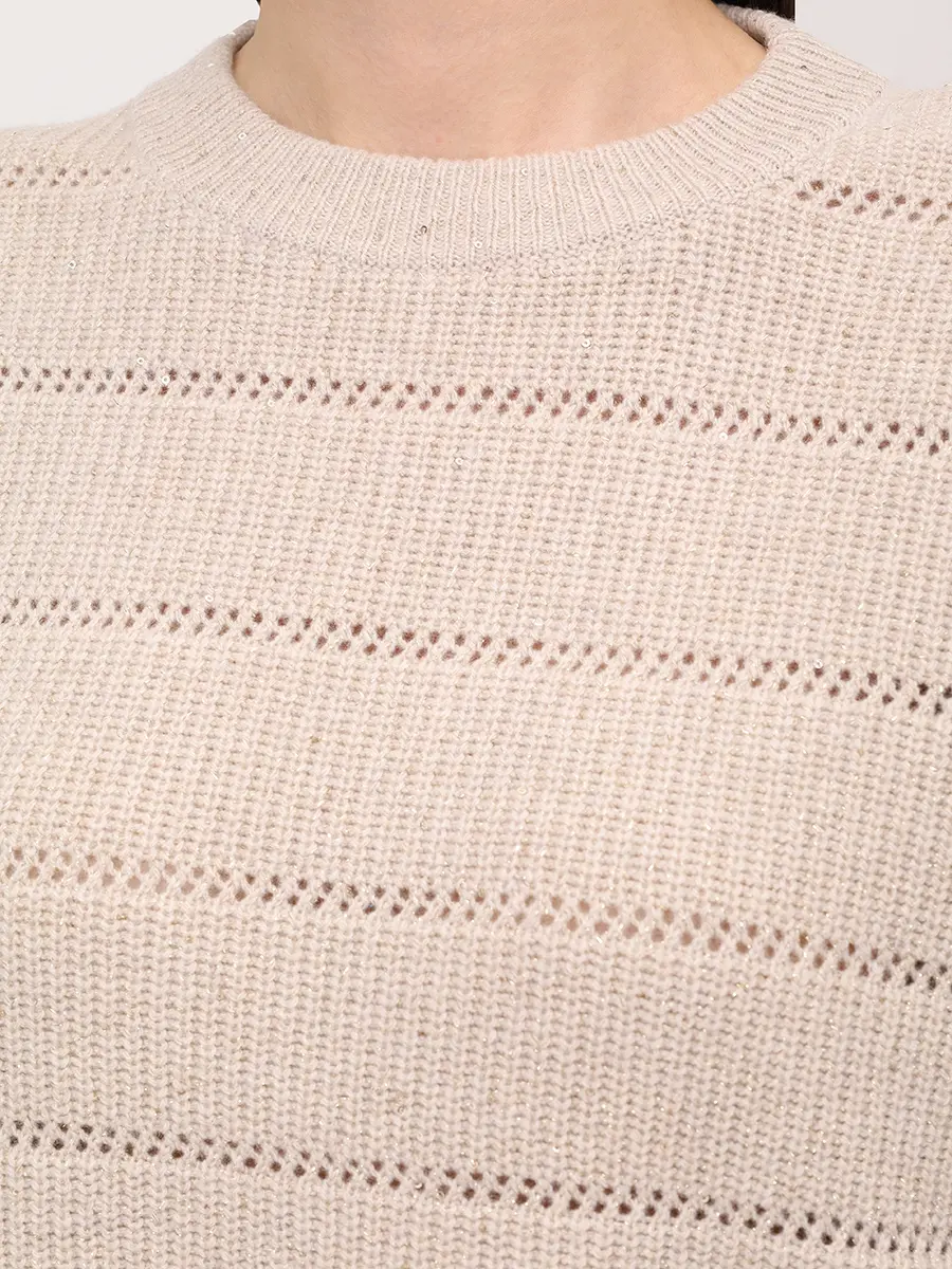 Джемпер из кашемира и шерсти BRUNELLO CUCINELLI MBM738200P C505 Бежевый  Фото 5