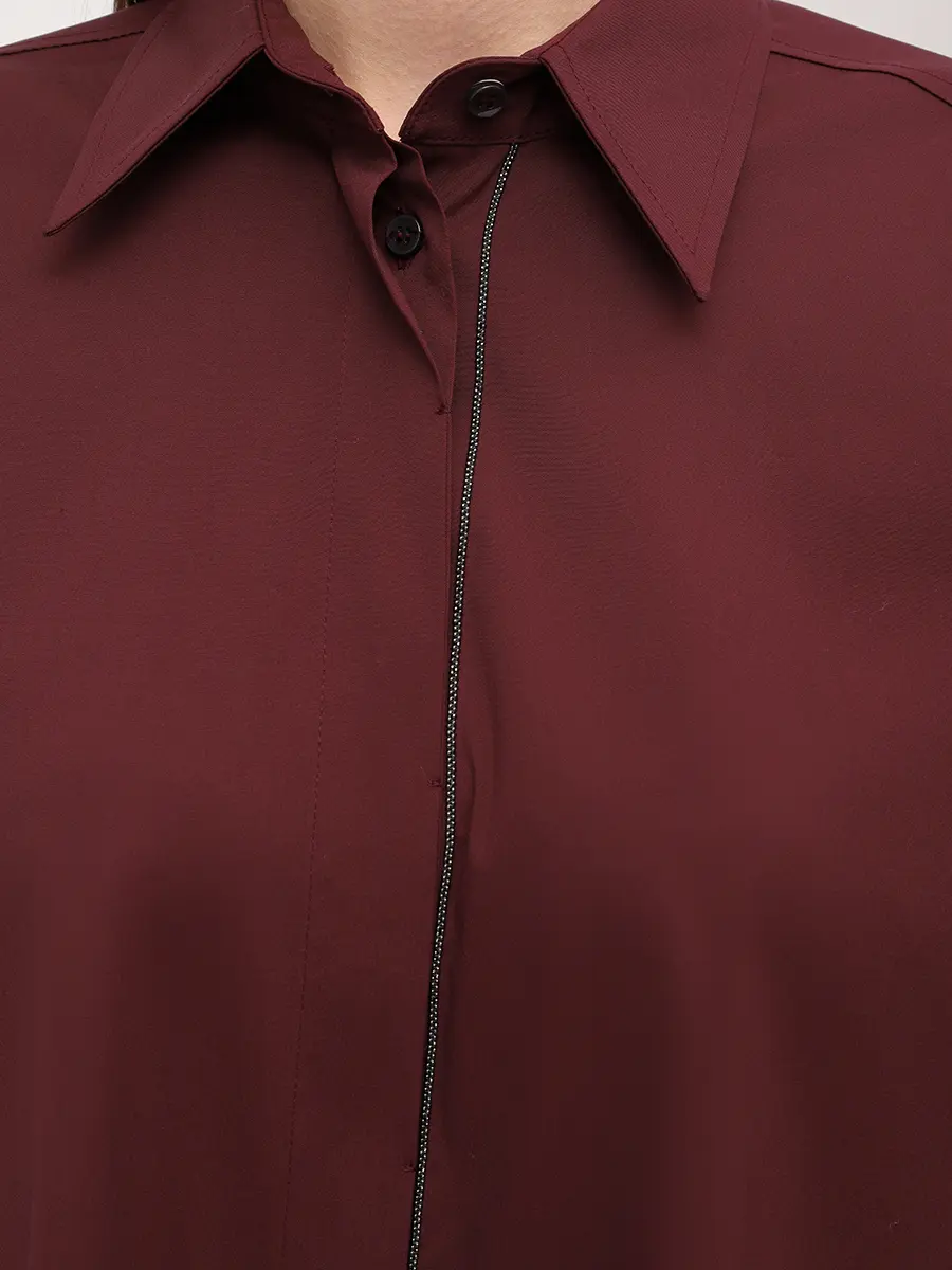 Рубашка хлопковая BRUNELLO CUCINELLI MP091MA636 C4242 Бордовый  Фото 5