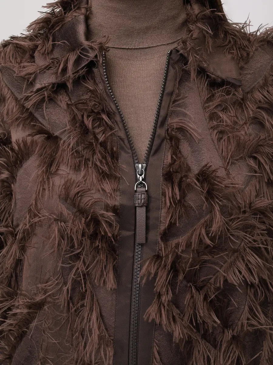 Бомбер однотонный BRUNELLO CUCINELLI MP931HG926 C3629 Коричневый  Фото 5