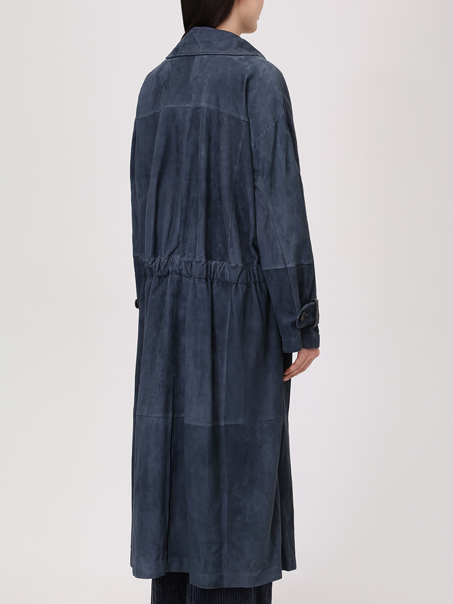 Плащ замшевый BRUNELLO CUCINELLI MPCAI9846P C4220 Темно- Синий  Фото 3