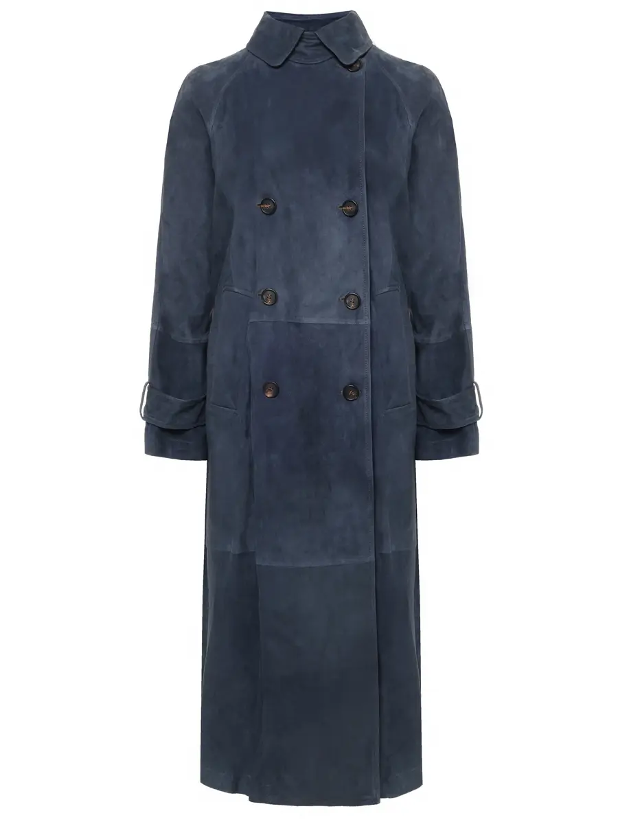 Плащ замшевый BRUNELLO CUCINELLI MPCAI9846P C4220 Темно- Синий 