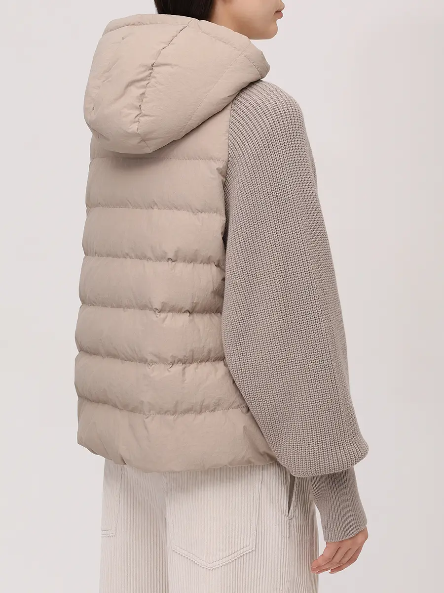 Куртка комбинированная BRUNELLO CUCINELLI MD5997699P C9123 Бежевый  Фото 3