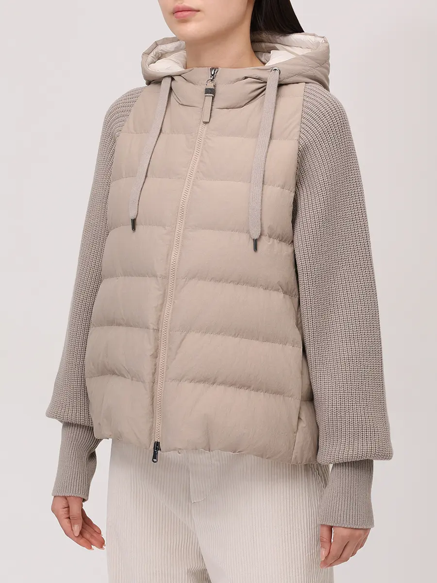 Куртка комбинированная BRUNELLO CUCINELLI MD5997699P C9123 Бежевый  Фото 4
