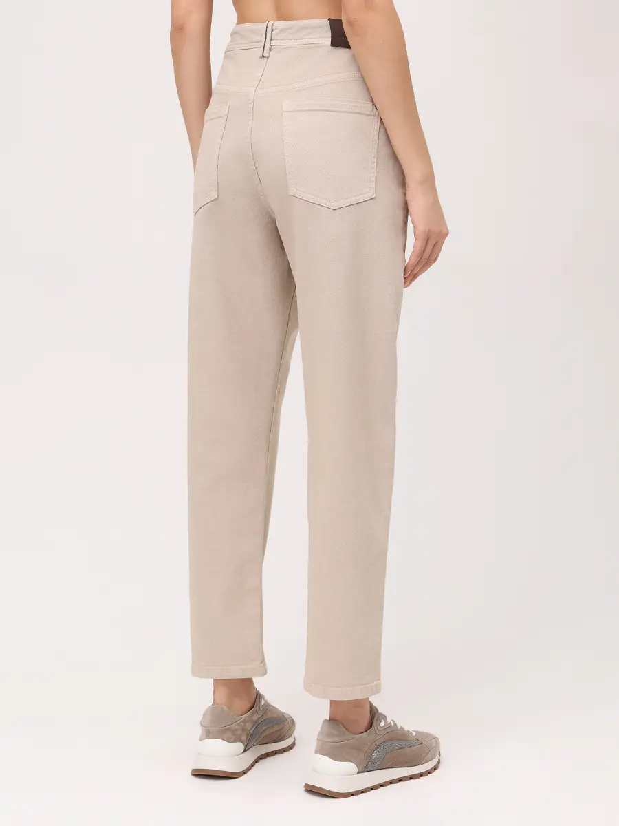 Джинсы хлопковые BRUNELLO CUCINELLI MP057P5319 C4278 Бежевый  Фото 3