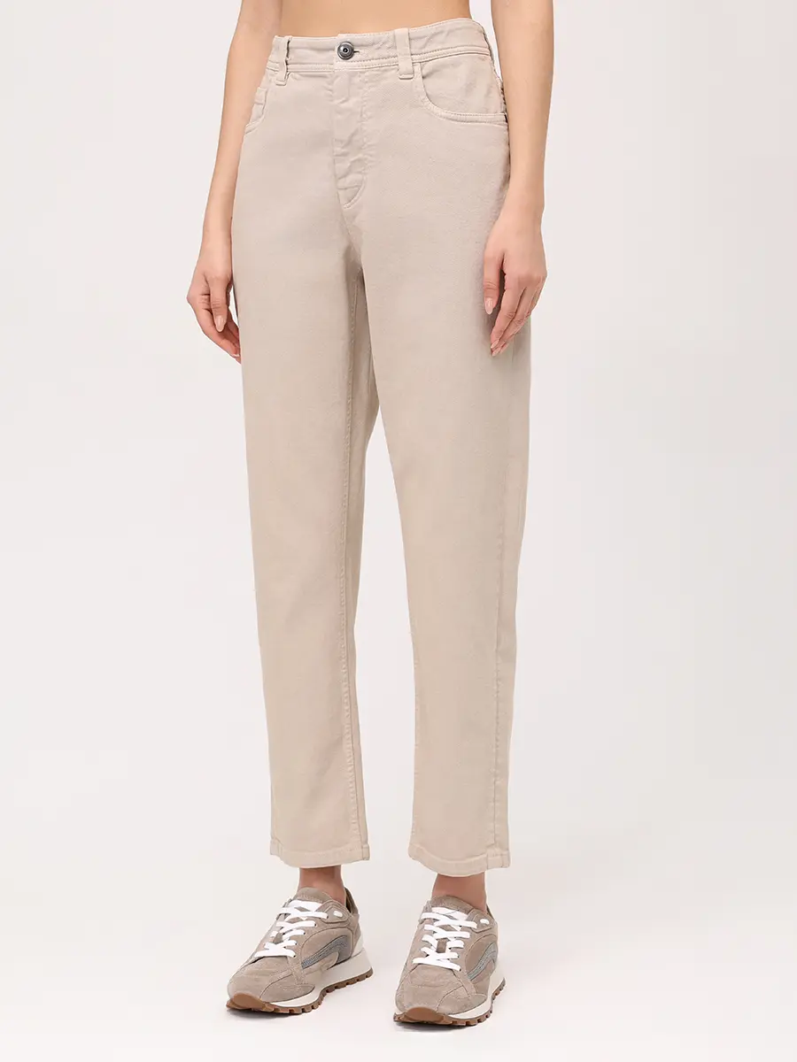 Джинсы хлопковые BRUNELLO CUCINELLI MP057P5319 C4278 Бежевый  Фото 4