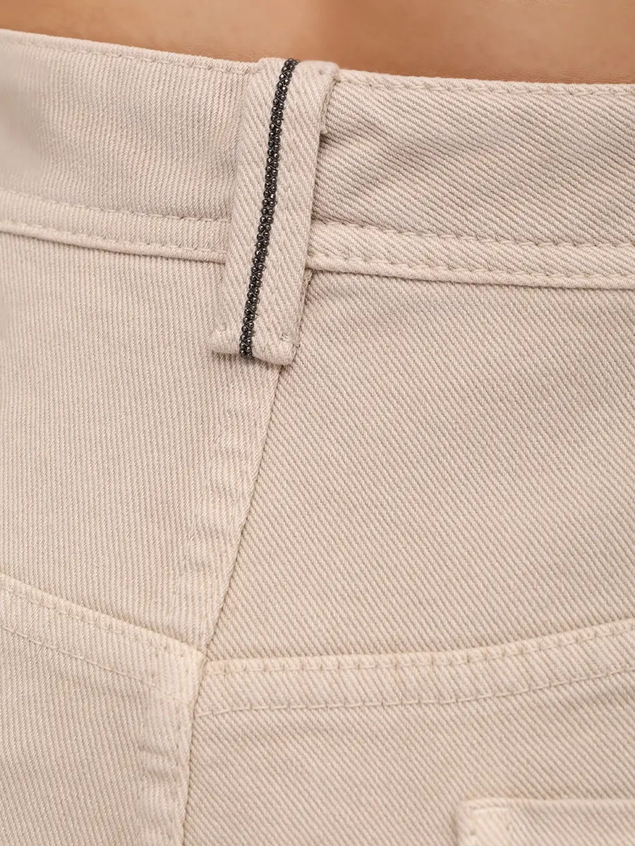 Джинсы хлопковые BRUNELLO CUCINELLI MP057P5319 C4278 Бежевый  Фото 5