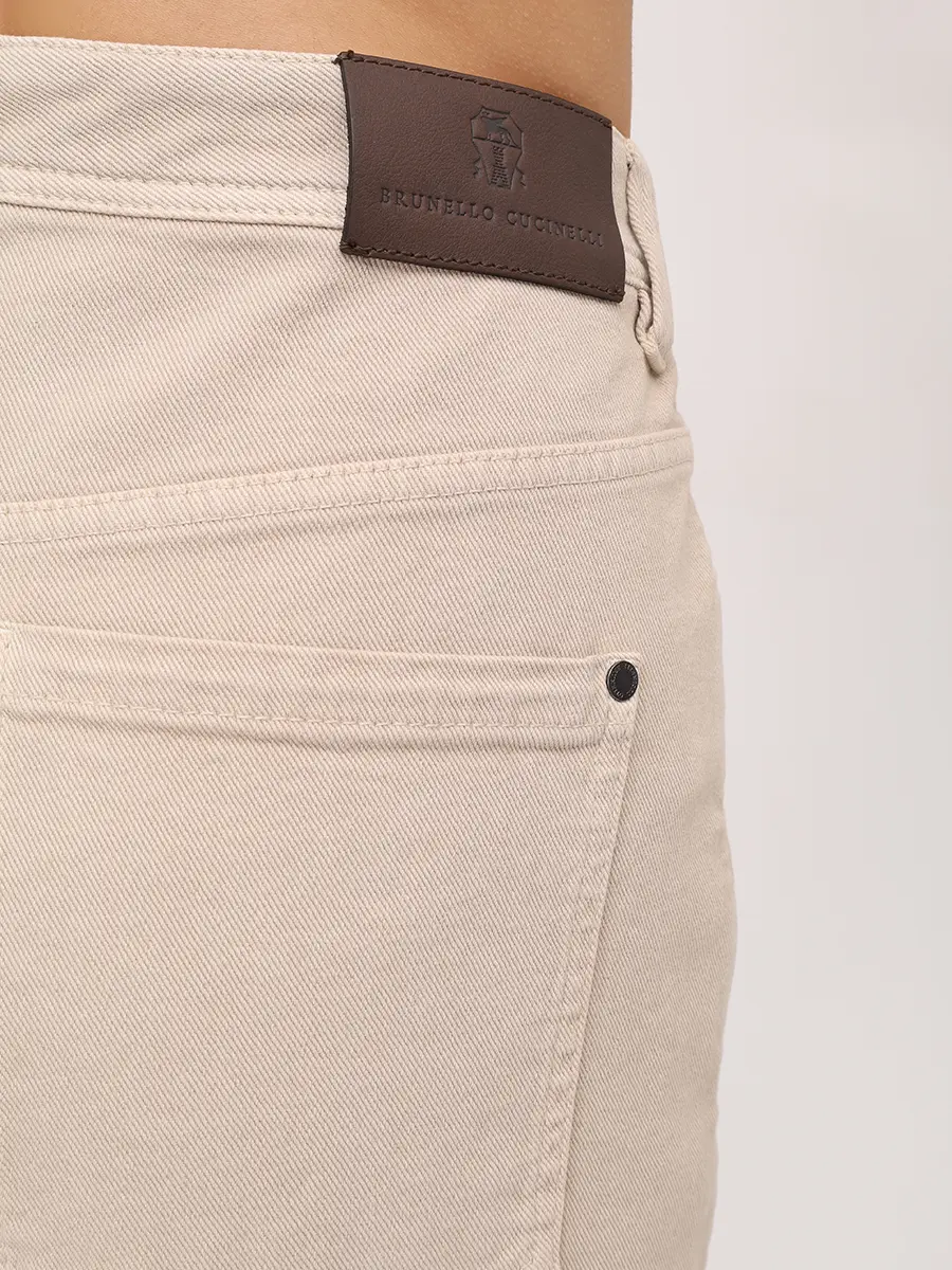 Джинсы хлопковые BRUNELLO CUCINELLI MP057P5319 C4278 Бежевый  Фото 6