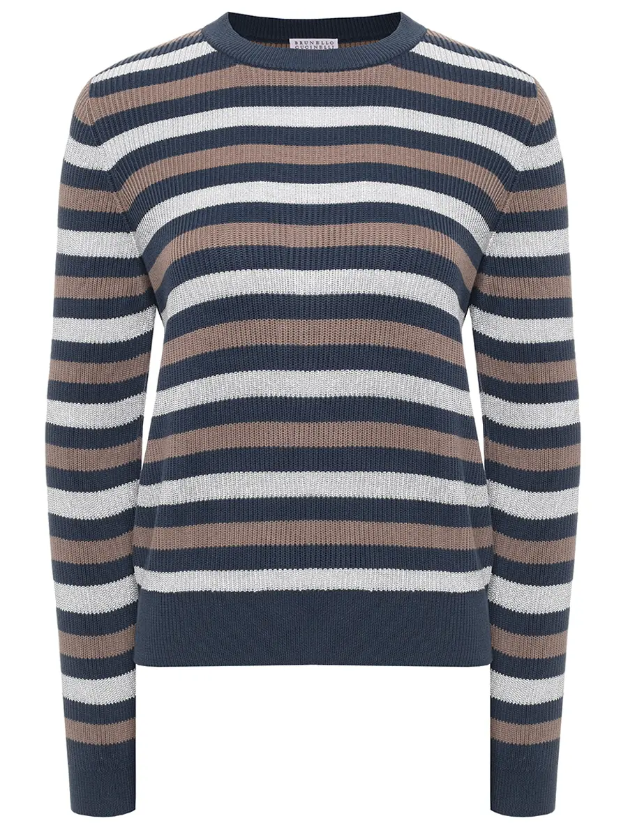 Джемпер хлопковый BRUNELLO CUCINELLI M19251500P CLR75 Синий 