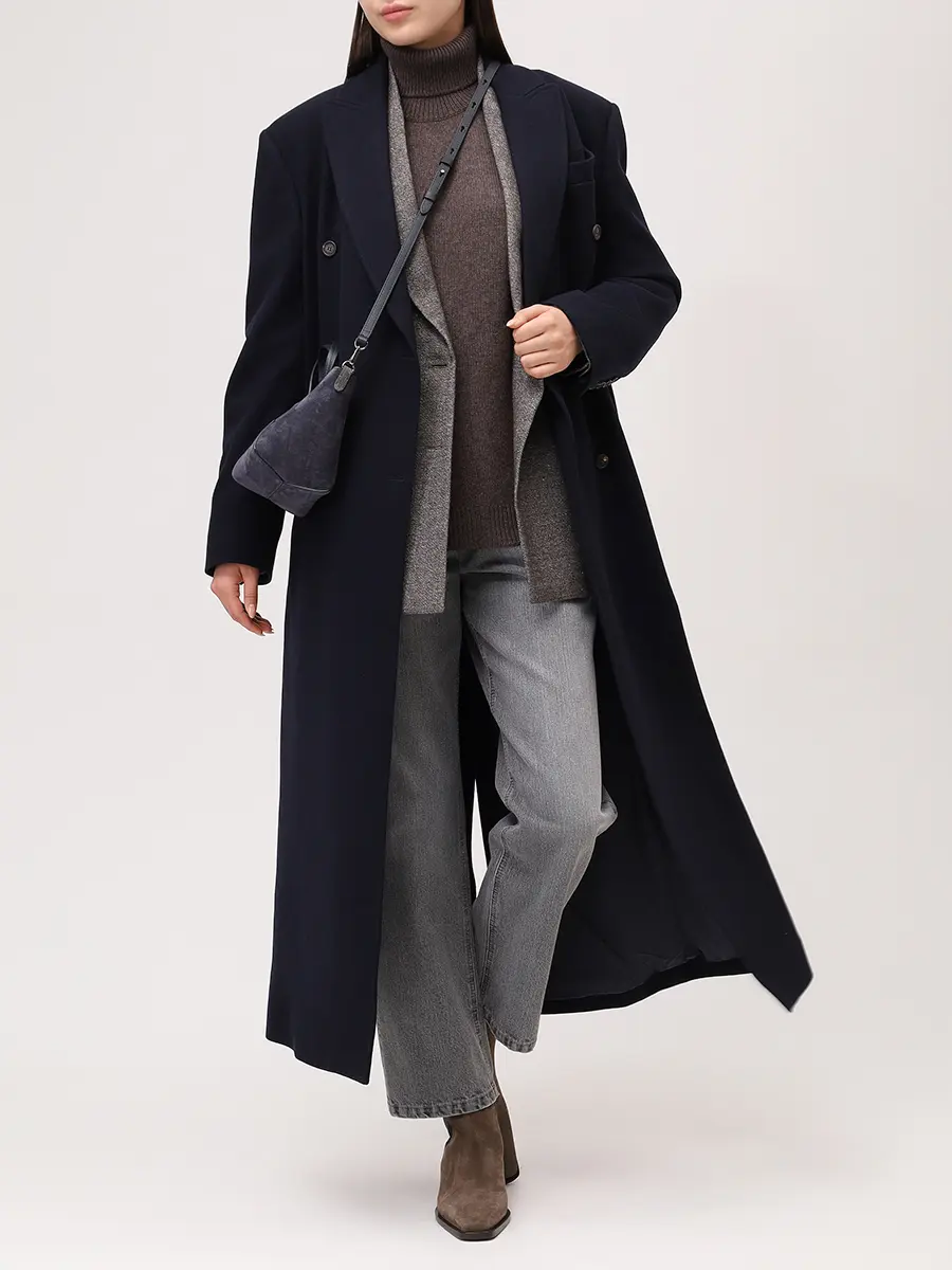 Пальто шерстяное BRUNELLO CUCINELLI MD5919894P C102 Синий  Фото 2