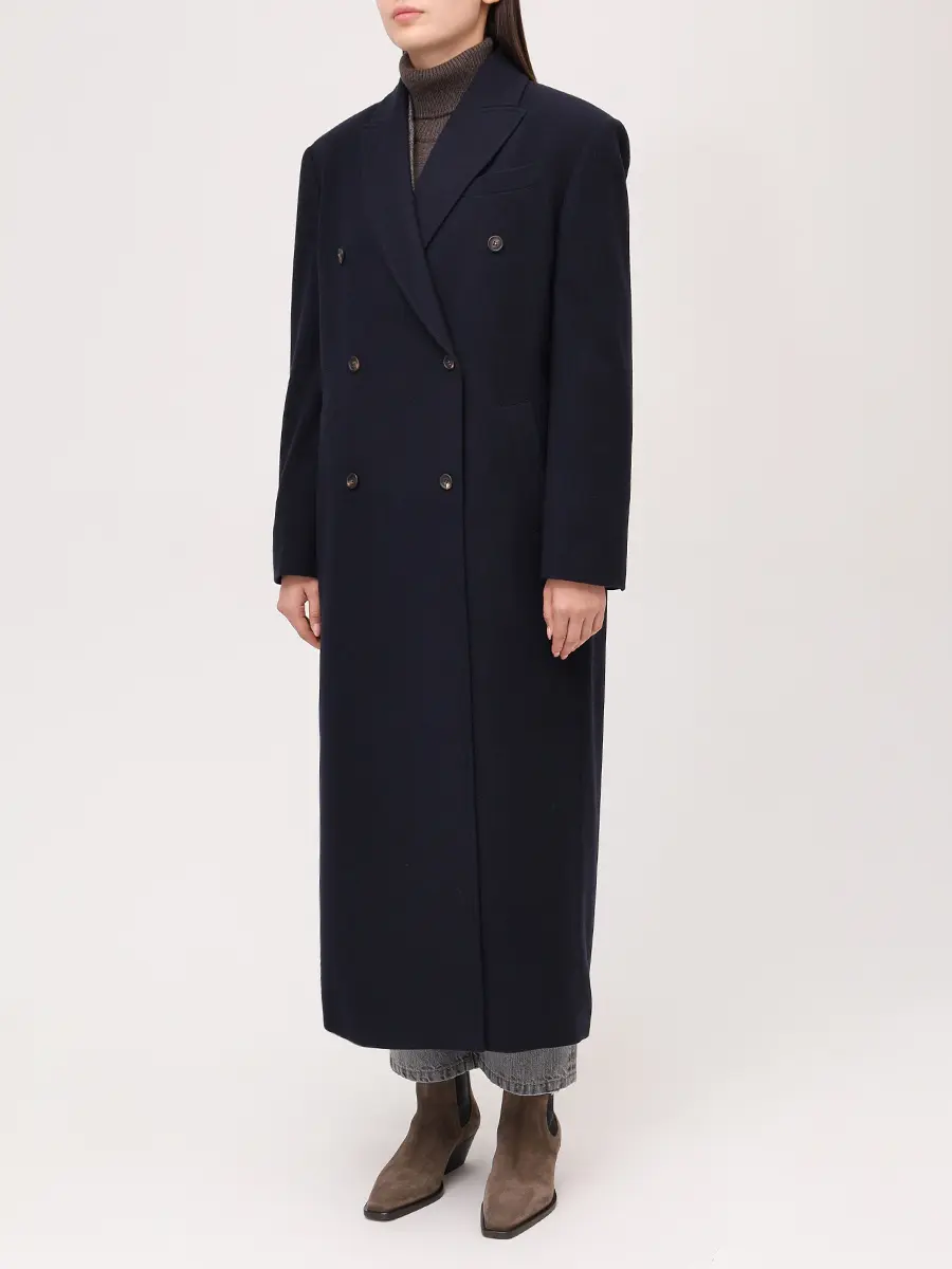 Пальто шерстяное BRUNELLO CUCINELLI MD5919894P C102 Синий  Фото 4