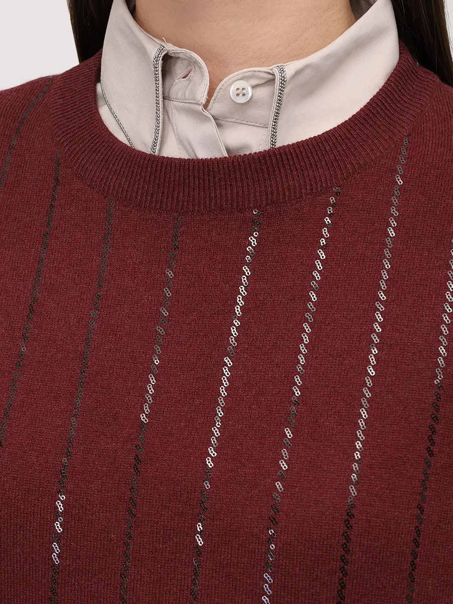 Джемпер кашемировый BRUNELLO CUCINELLI M12215100P C9663 Бордовый  Фото 5