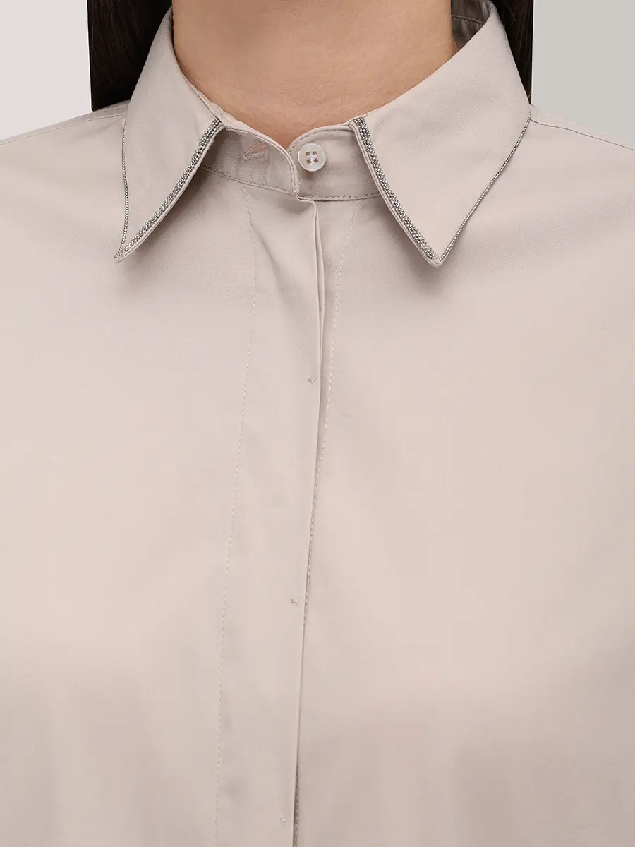 Рубашка хлопковая BRUNELLO CUCINELLI MP091MA606 C7498 Бежевый  Фото 5