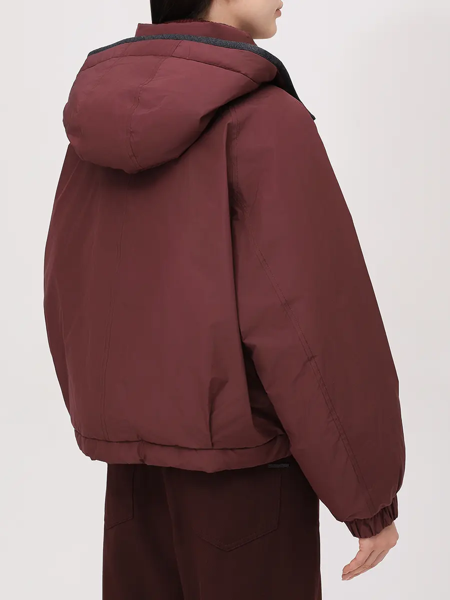 Пуховик однотонный BRUNELLO CUCINELLI MG5017835P C9156 Бордовый  Фото 3