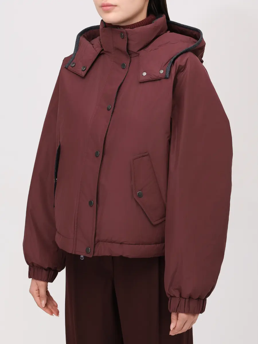 Пуховик однотонный BRUNELLO CUCINELLI MG5017835P C9156 Бордовый  Фото 4