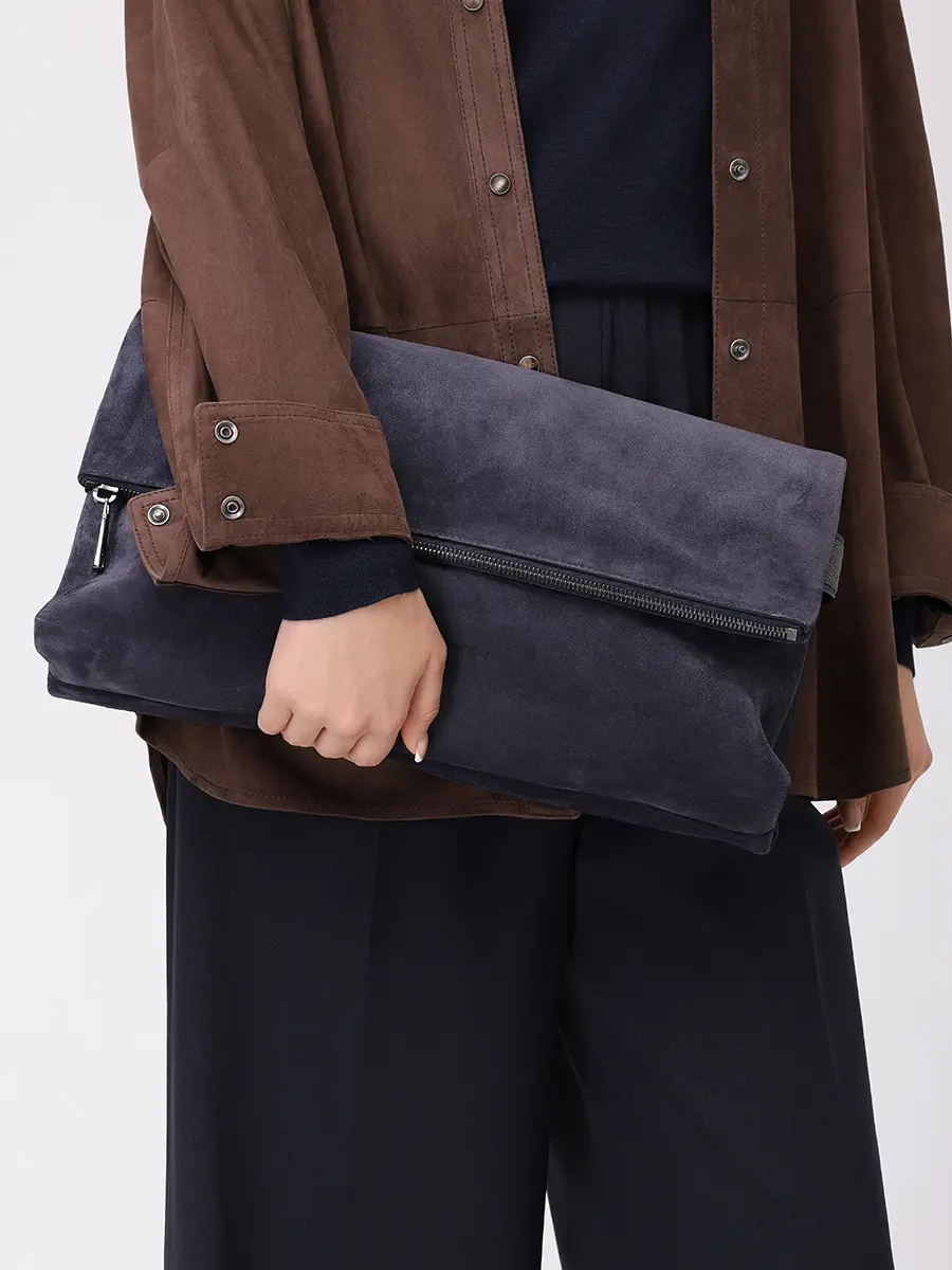 Сумка замшевая BRUNELLO CUCINELLI MBDLD2748P C8901 Темно- Синий  Фото 2