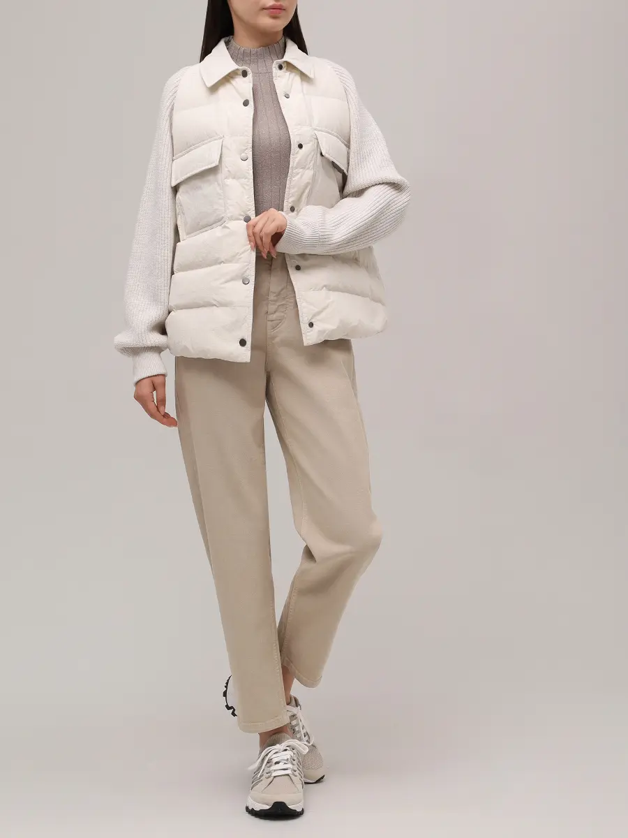 Куртка комбинированная BRUNELLO CUCINELLI MD5997695P C1709 Белый  Фото 2