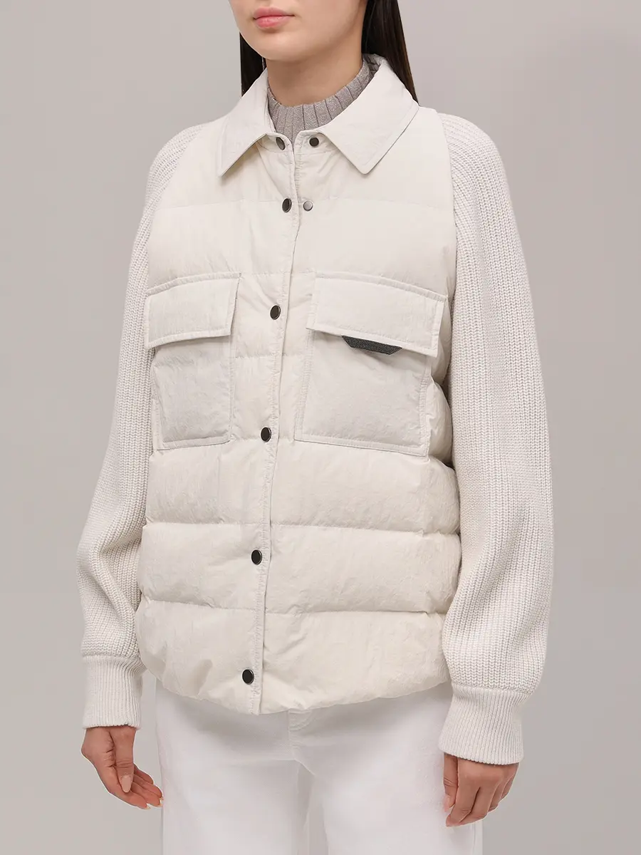 Куртка комбинированная BRUNELLO CUCINELLI MD5997695P C1709 Белый  Фото 4