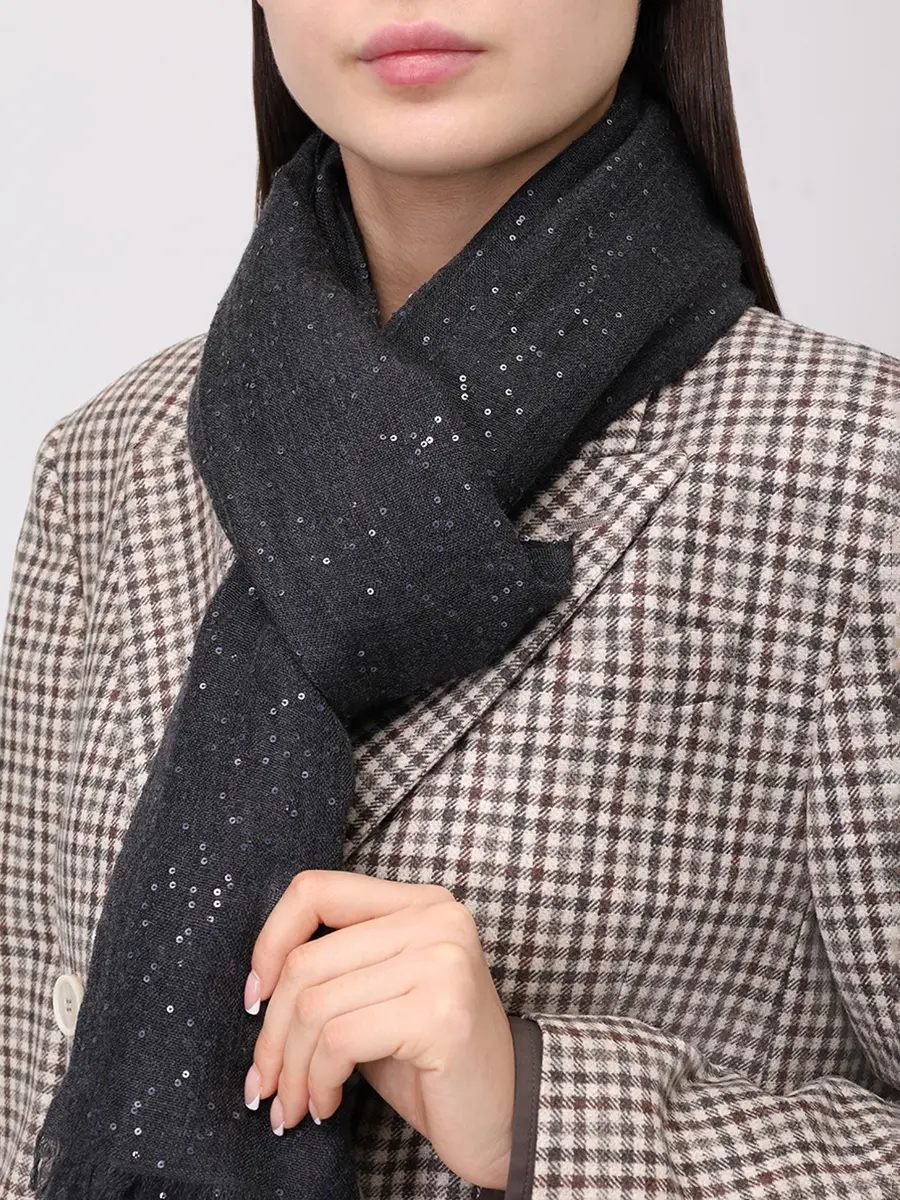 Шарф из кашемира и шелка BRUNELLO CUCINELLI MSCDVSW03 C055 Темно- Серый  Фото 2