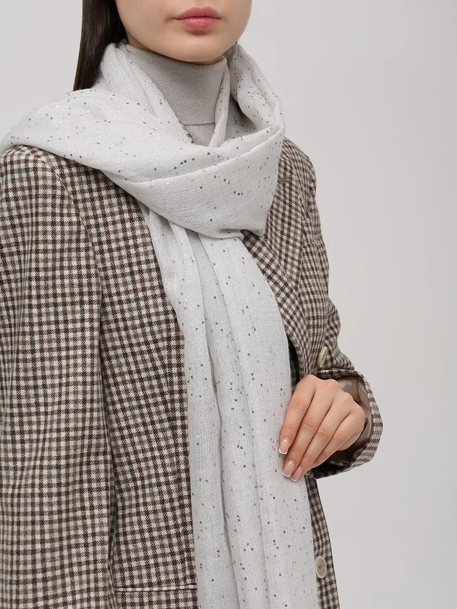 Шарф из кашемира и шелка BRUNELLO CUCINELLI MSCDVSW03 C2719 Серый  Фото 2